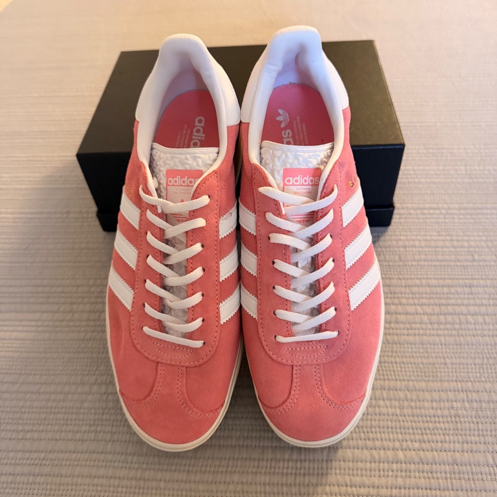 Adidas Gazelle Women's Bold Pink White Suede Platform Sneakers Size 10.5